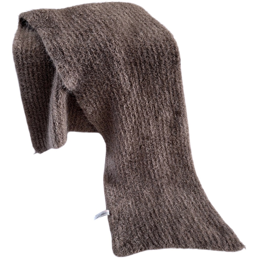 Anthropologie Fuzzy Eyelash Knit Scarf Wrap Taupe Plush Cozy Soft Boho Chic